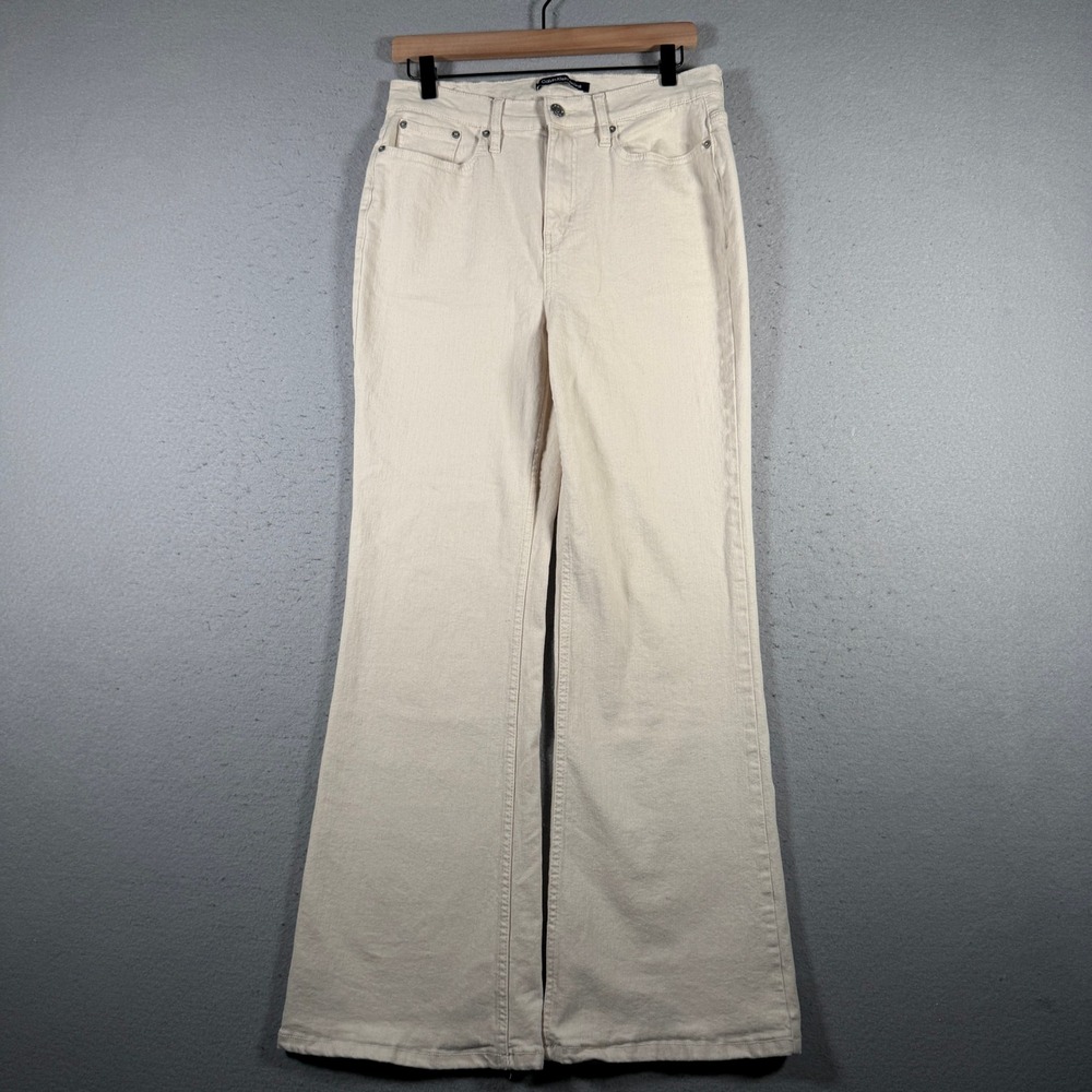 Calvin Klein Jeans Womens 29 Super High Rise Flare‎ Cream Off White Denim Pants